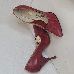 Antique heels tiny size 4.5 red leather